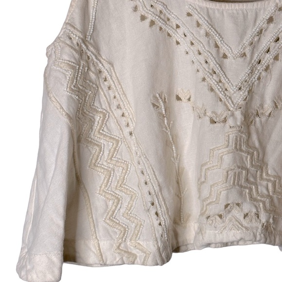 Urban Outfitters Kimchi Blue Sleeveless Beaded Crop‎ Top Size XS Cotton/Linen - Picture 4 of 9